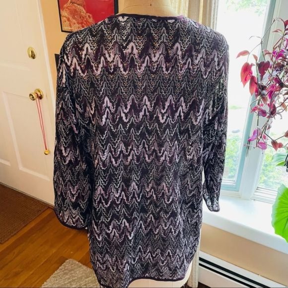 EASYWEAR BY CHICO’S | purple pattern open cardigan 1 - Picture 3 of 7